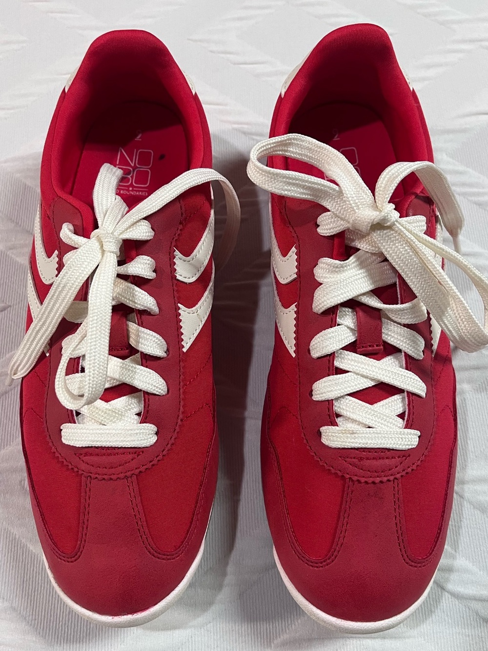 No boundaries Women's Red Athletic Sneakers with White Accents Retro Sneakers